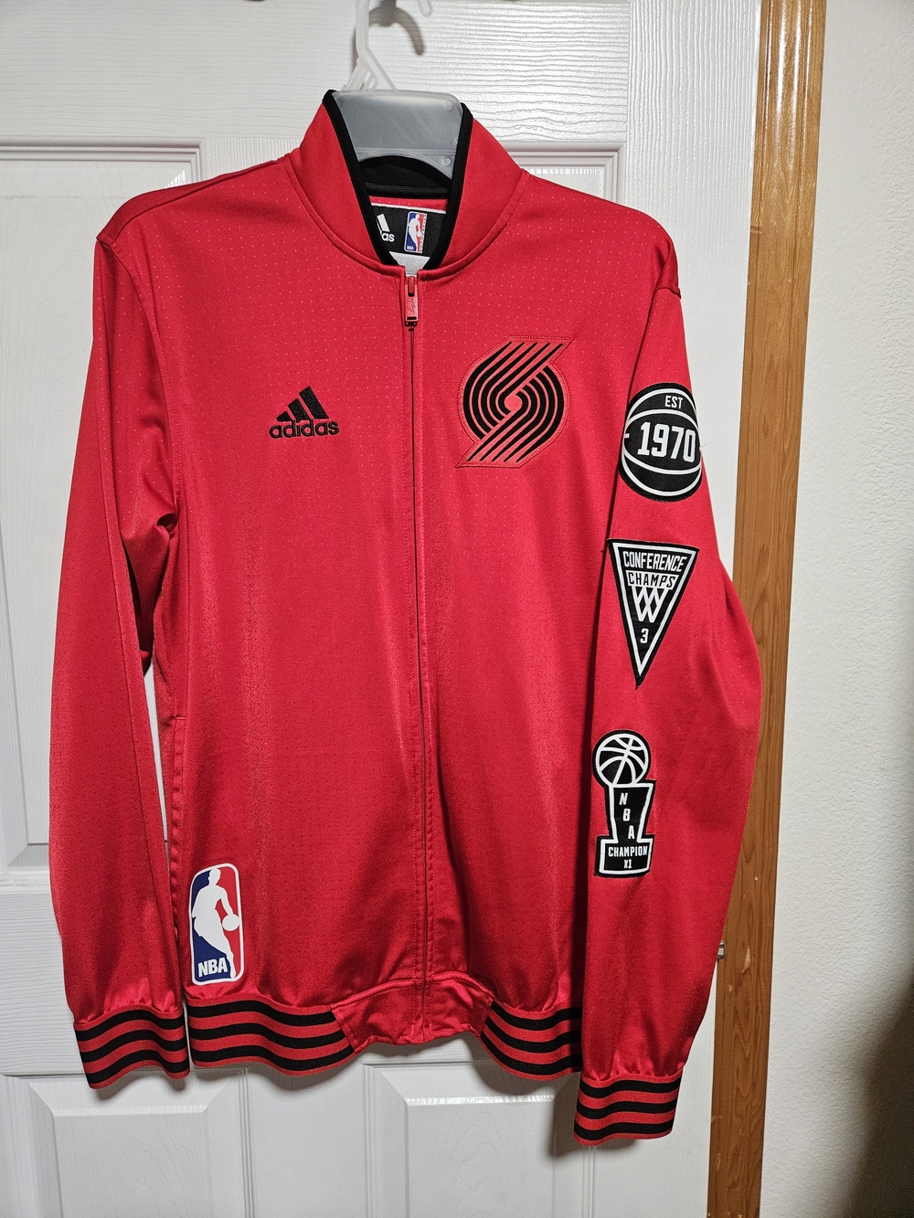 Adidas Red Portland Trail Blazers Patch Track Jacket